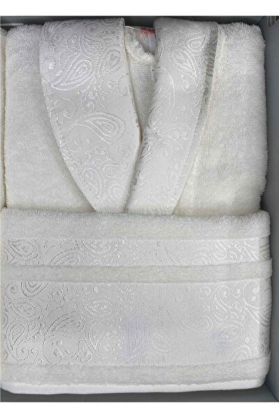 Özdilek Dory Aile Bornoz Seti Krem-gri