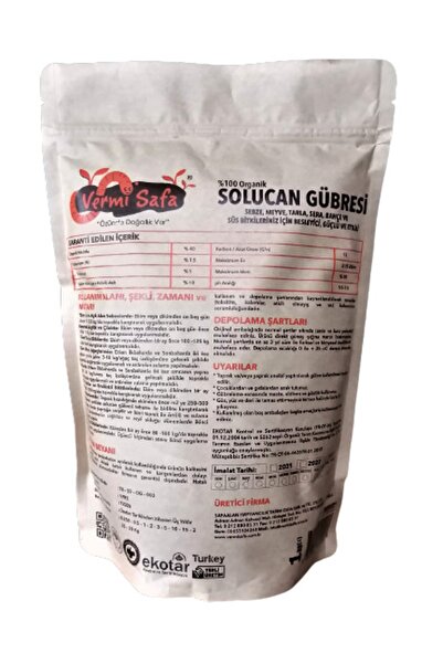 Vermisafa %100 Doğal Organik Katı Solucan Gübresi 1 kg