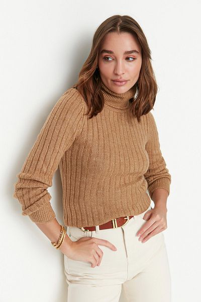 Trendyol Collection Camel Soft Textured Basic Knitwear Sweater TWOAW20FV0133