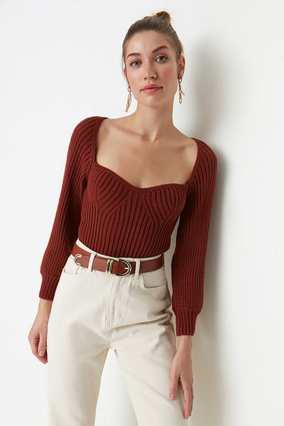 Trendyol Collection Pullover - Braun - Regular Fit