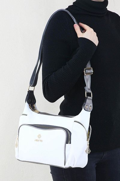 MOTTO Cross Strap Women's Design Shoulder Bag Waterproof Satin Fabric Multi-Eye Zipper Lined 5323