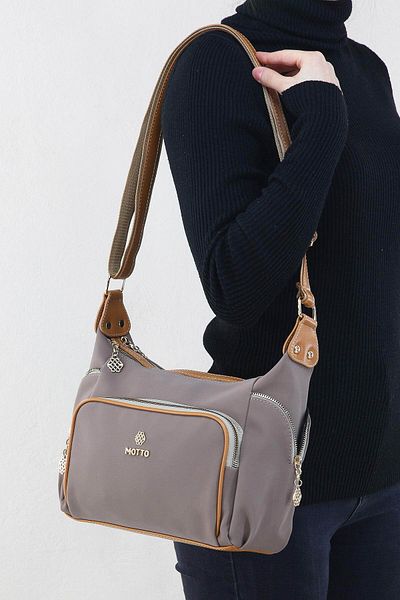 MOTTO Cross Strap Women's Design Shoulder Bag Waterproof Satin Fabric Multi-Eye Zipper Lined 5323