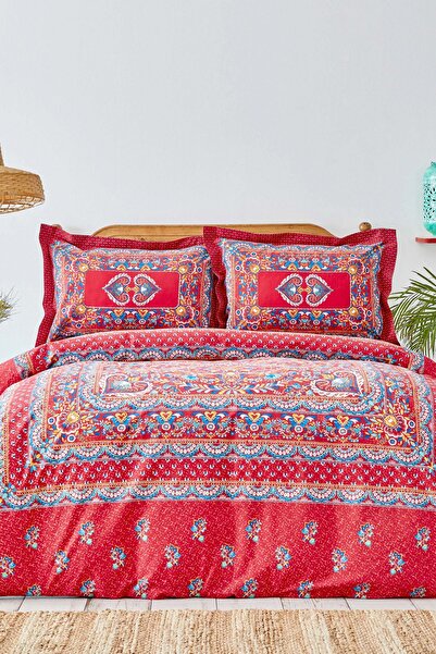 Karaca Home Mihver Pano Red 100% Cotton Double Duvet Cover