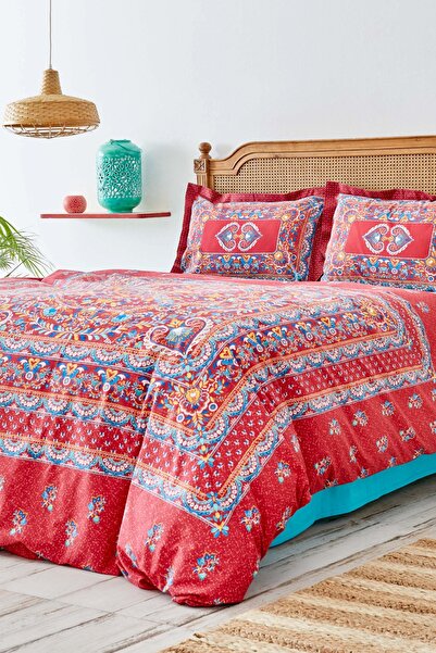 Karaca Home Mihver Pano Red 100% Cotton Double Duvet Cover