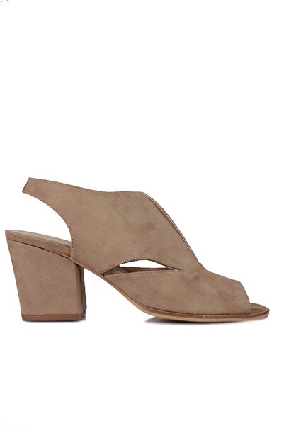 Fitbas 111606 327 Γυναικεία σανδάλια με τακούνι από δέρμα σουέτ μεγάλου και μ...