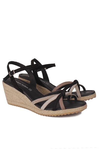 Fitbas 1314 008 Γυναικεία Μαύρα Σανδάλια από Σουέντ Μεγάλου & Μικρού Μεγέθους