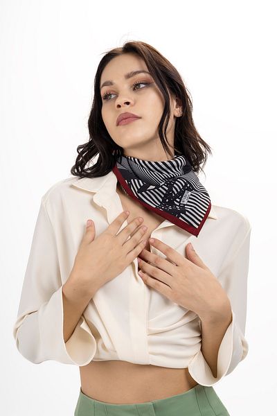 Sarar Women's Pearl Silk Patterned Scarf-bandana