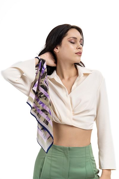 Sarar Women's Pearl Silk Patterned Scarf-bandana