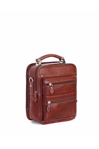 Aka Deri 307 Hakiki Deri Erkek El Ve Omuz Askılı Çanta Taba