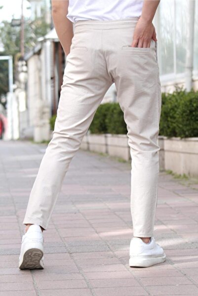 COOL TARZ Bej Erkek Eganis Ipli Jogger Düğmeli Kumaş Pantolon-jggrkmpnt01r0634