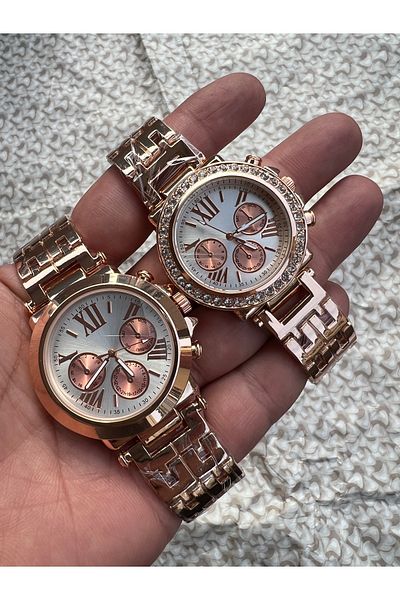 İSTLİV Dear Couple Gold Steel Case Analog Wristwatch