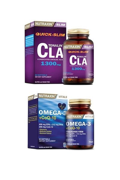 Nutraxin Tonalin Cla 1300 Mg + 60 Capsules Containing Coenzyme Q10 and Omega-3