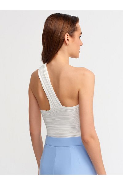 Dilvin 10168 Pletené zboží na jedno rameno Bustier-ecru