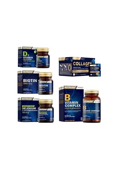 Nutraxin Collagen 30 Sachet - 10000MgBiotin, Selenium and Vitamin D3 + VitaminB60 Tablets