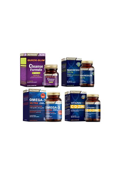 Nutraxin Cleanse Formula 7 Detox - 14 Tablets+Omega 3 30 Capsules+Vitamin Max 60 Tablets+Magnesium 60 Tablets