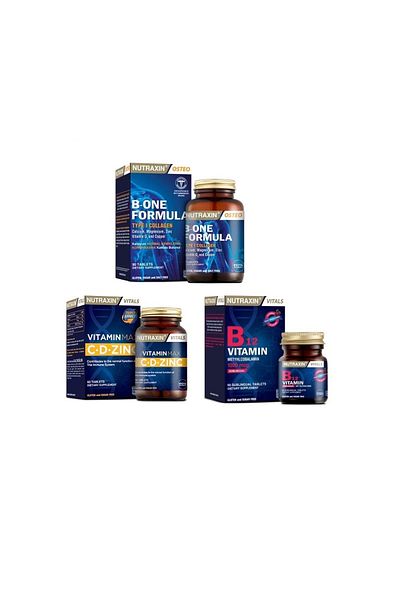 Nutraxin B-One Formula 90 + Vitamin Max 60 + Vitamin B12 - Zinc, C and D Style Tablets
