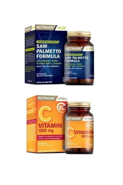 Nutraxin Saw Palmetto Formula 60 Tablets + Vitamin C 1000 Mg 30 Tablets