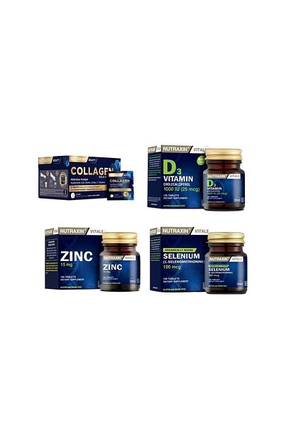 Nutraxin Collagen 30 Sachet - 10000MgSelenium andVitaminD3Tablet+ Zinc 100 Tablets