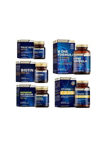 Nutraxin B-One Formula 90 Tablets - Folic Acid, Selenium, Biotin and Vitamin Max (C, D, Zinc) Supplement