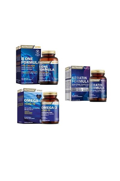 Nutraxin B-One Formula 90 + Omega 3 + Coq-10 + Keratin 60 Tablets - Suction Capsule