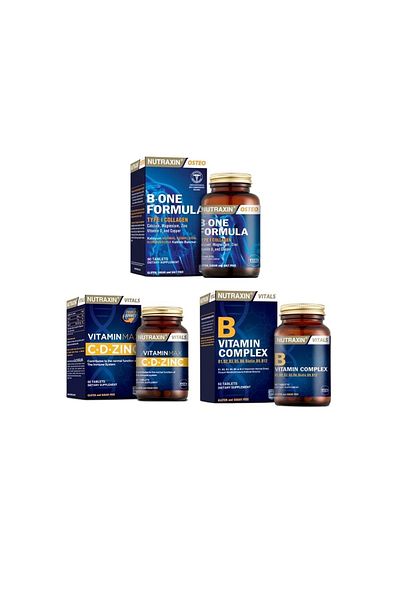 Nutraxin B-One Formula 90 + Vitamin Max (C,D,Zinc)60 + Vitamin B 60 Tablets