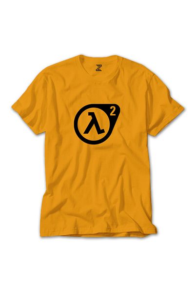 Z zepplin Κίτρινο T-shirt Half Life 2 με μοτίβο λογότυπου