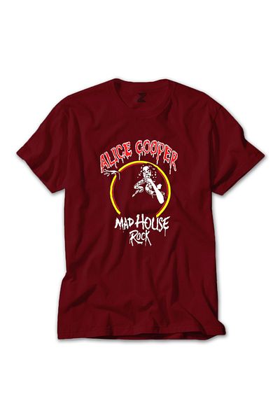 Z zepplin Κόκκινο μπλουζάκι Alice Cooper Mad House