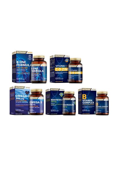 Nutraxin B-One Formula 90+ Omega 3 Fish Oil - 60 Capsules Vitamin Max+Vitamin B Complex+Magnesium Tablet