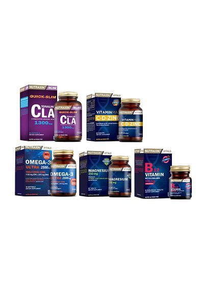 Nutraxin Tonalin Cla 1300 Mg+Omega 3 Ultra 2500 Mg + Vitamin Max+Vitamin B12+Magnesium - 60 Capsules