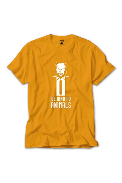 Z zepplin John Wick Be Kind Animals Yellow T-shirt