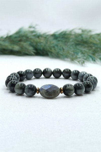 Proff Natural Stone Labradorite - Cat Eye Patterned Women's Bracelet Prof