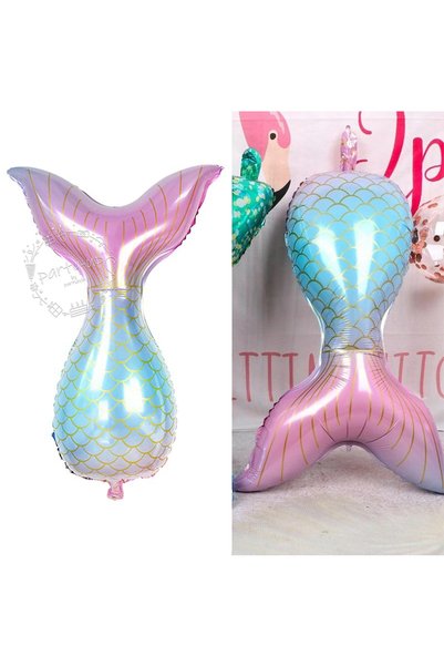PARTİAVM 2 Year Old Mermaid Tail with Number Balloons Welcome Set Rainbow Number Balloon Fish Tail