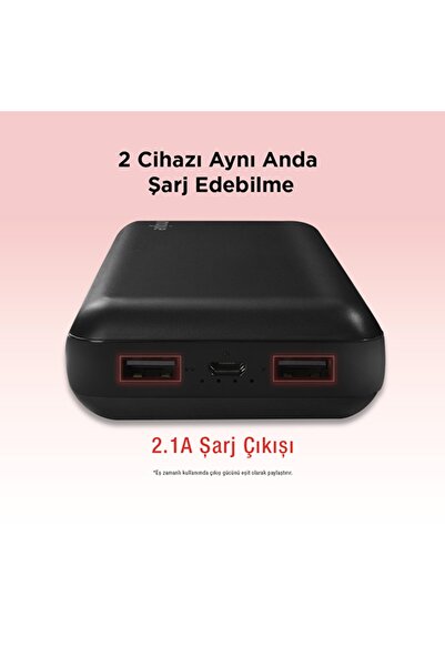 Mojue by ttec PB01 10.000 mAh Taşınabilir Şarj Aleti Siyah 3BB161S