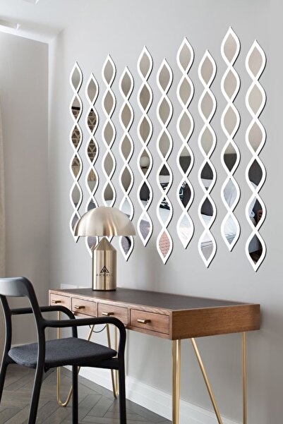 AHWALL Su Damlası Dekoratif Ayna 10 Adet Beyaz Renkli Çerçeve