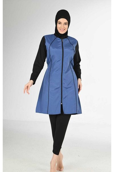 Fantasy 3215 Μονόχρωμο Αλεξίπτωτο-λύκρα Hijab Μαγιό Indigo