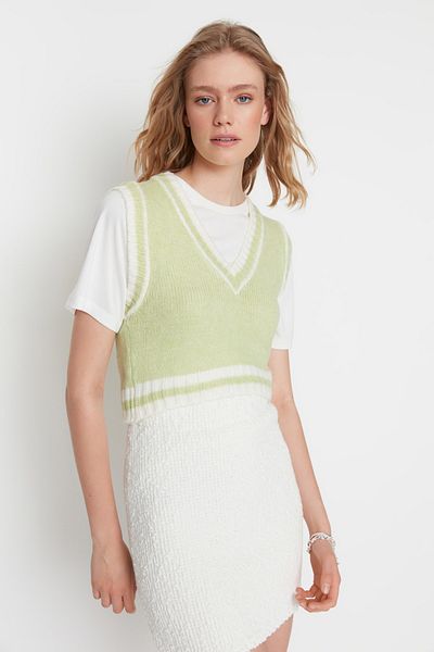 Trendyol Collection Strickweste - Grün - Regular Fit