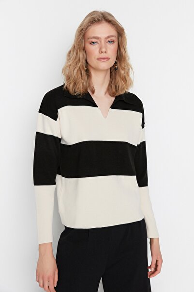 Trendyol Collection Pulover de tricotaje blocat culoarea pietrei TWOAW23KZ0043