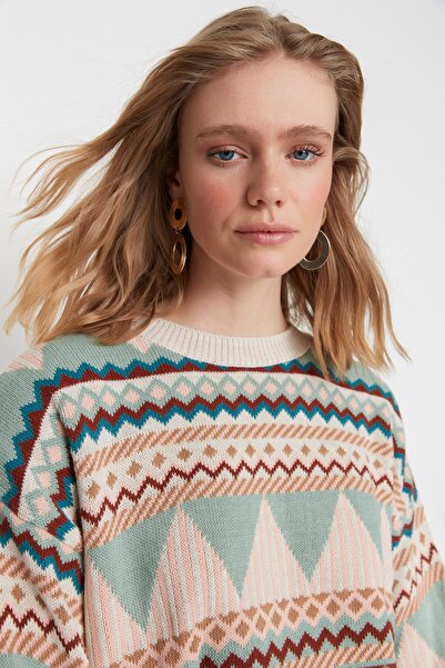 Trendyol Collection Mint Wide Fit Crew Neck Knitwear Sweater TWOAW21KZ0941