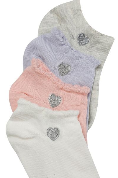 Polaris Glitter Embroidery 4-Piece Girls' Socks