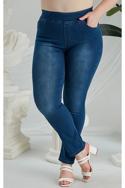 RMG Women's Blue Elastic Waist Large Size Kim Pants