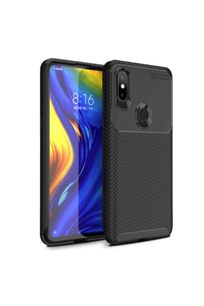 hzrteknoloji حافظة لهاتف Xiaomi Mi Mix 3 بتصميم كربوني غطاء زنجي