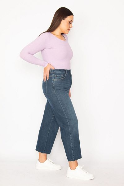 Şans Plus Size Pants - Navy blue - Bootcut