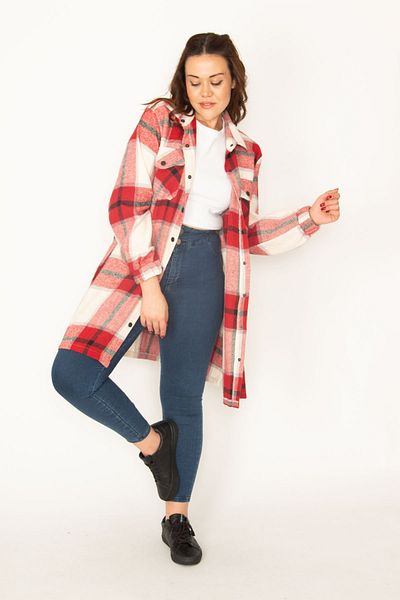 Şans Plus Size Shirt - Red - Relaxed fit