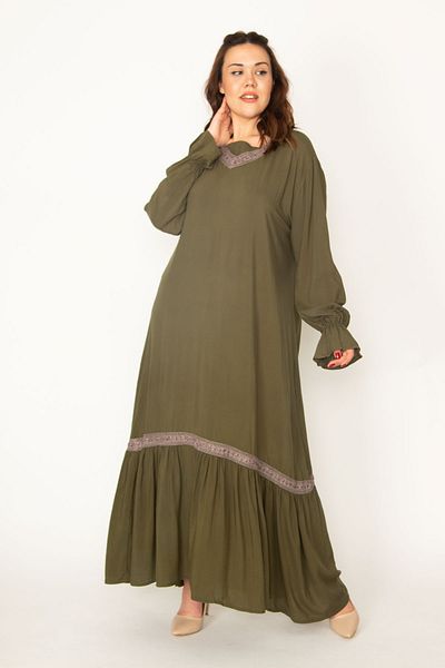 Şans Plus Size Dress - Khaki - Ruffle hem