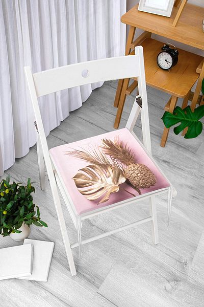 Realhomes Special Design Zippered Chair Cushion with 3D Leaf and Pineapple Pattern
