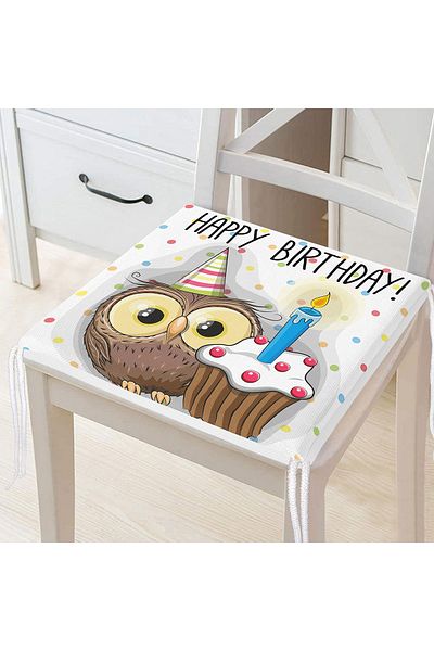 Realhomes Modern Owl Pattern Digital Printed Zippered Chair Cushion