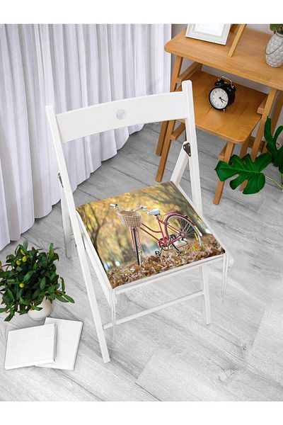 Realhomes Modern Bicycle Pattern Digital Printed Zippered Chair Cushion