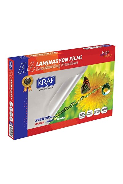 KRAF Laminasyon Filmi Parlak A4 125mıc 100lü 2124 - 8680454907364