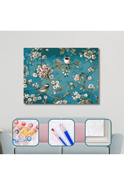 Genel Markalar Sayılarla Boyama Seti Kasnaklı Bahar Dalı 40 X 50 Cm