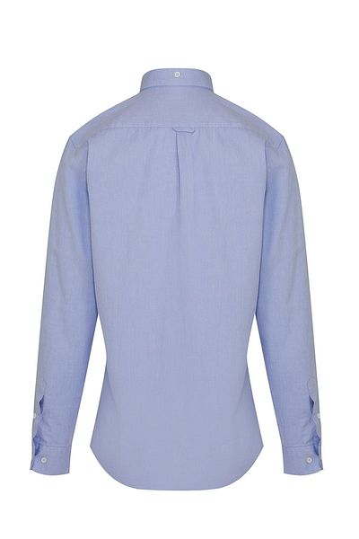 Hatemoğlu Μπλε Slim Fit Μασίφ 100% βαμβακερό γιακά με μακρυμάνικο πουκάμισο